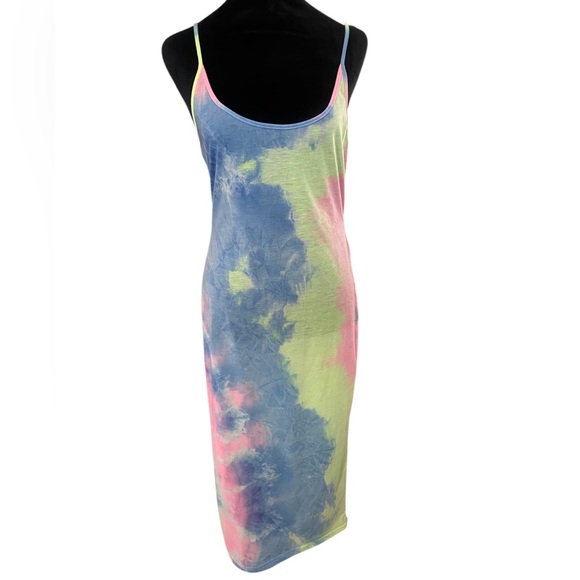 SHEIN Dresses & Skirts - Tie Dye pink, blue, neon yellow, Fitted Dress,Spaghetti straps, Summer, Large